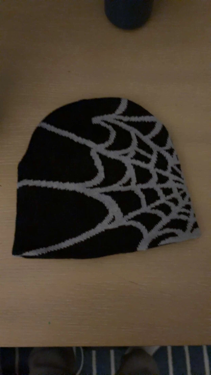 Black & Grey Spiderweb Beanie