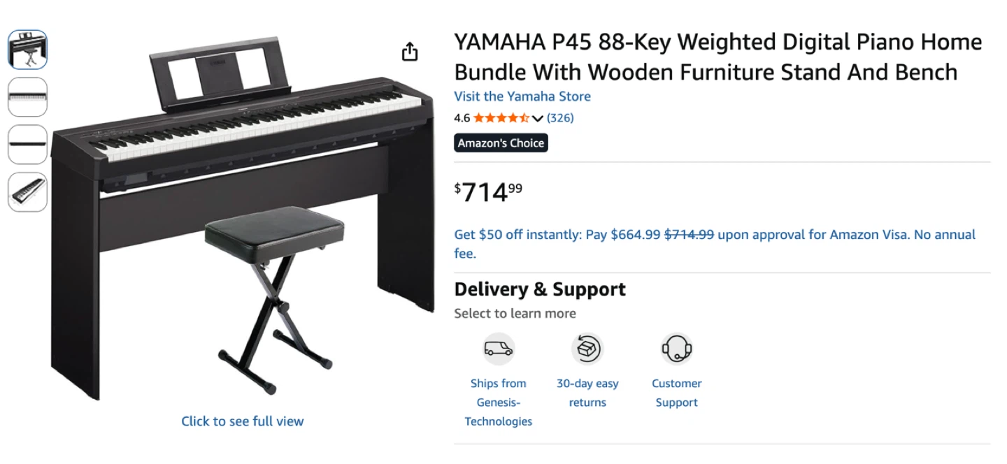 Yamaha P45 88-Key Weighted Digital Piano - photo 2