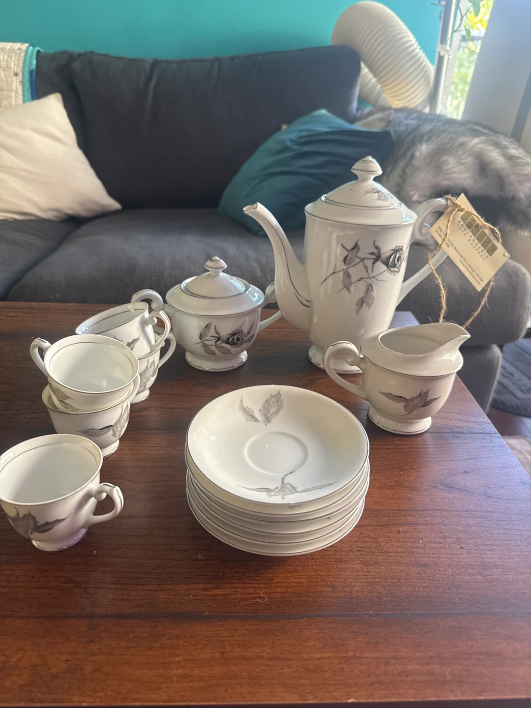 Vintage White Rose Tea Set