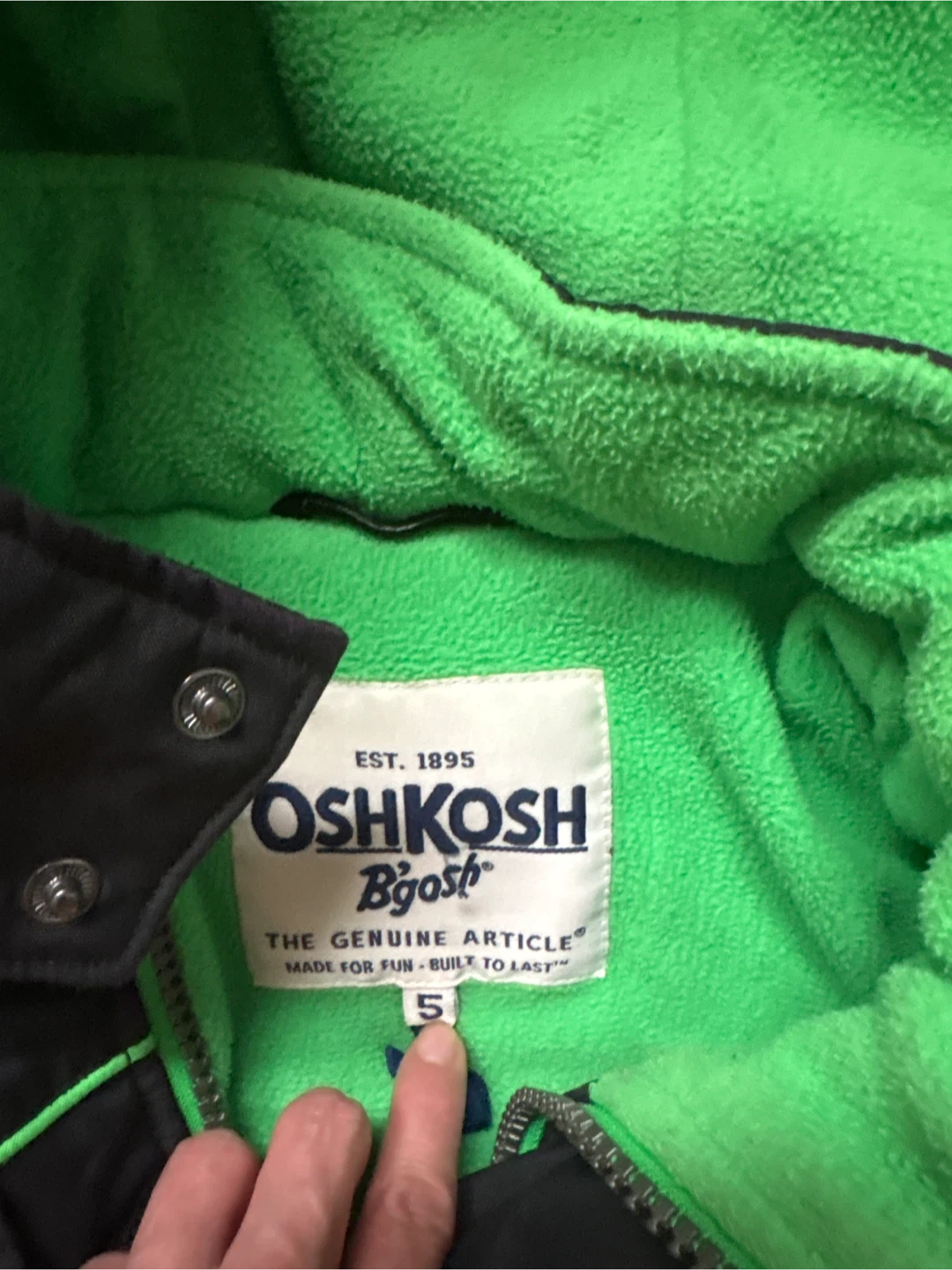 OshKosh B'gosh Black & Green Winter Jacket Size 5 - photo 2