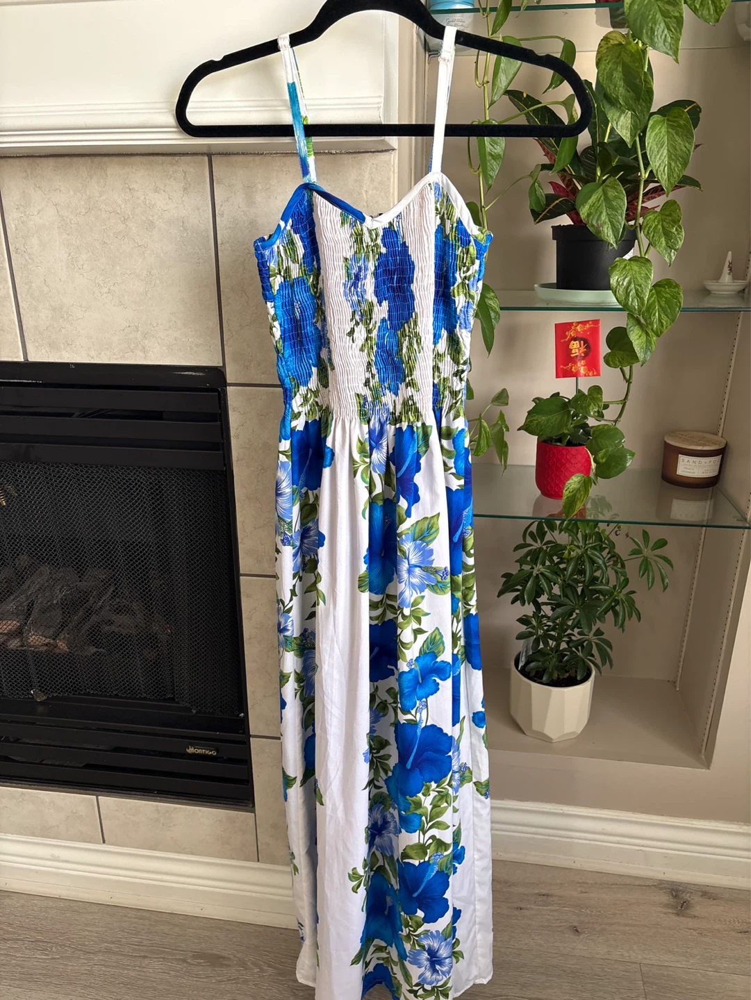 Rima Maxi Dress - White Blue Floral - One Size Fits All - photo 3
