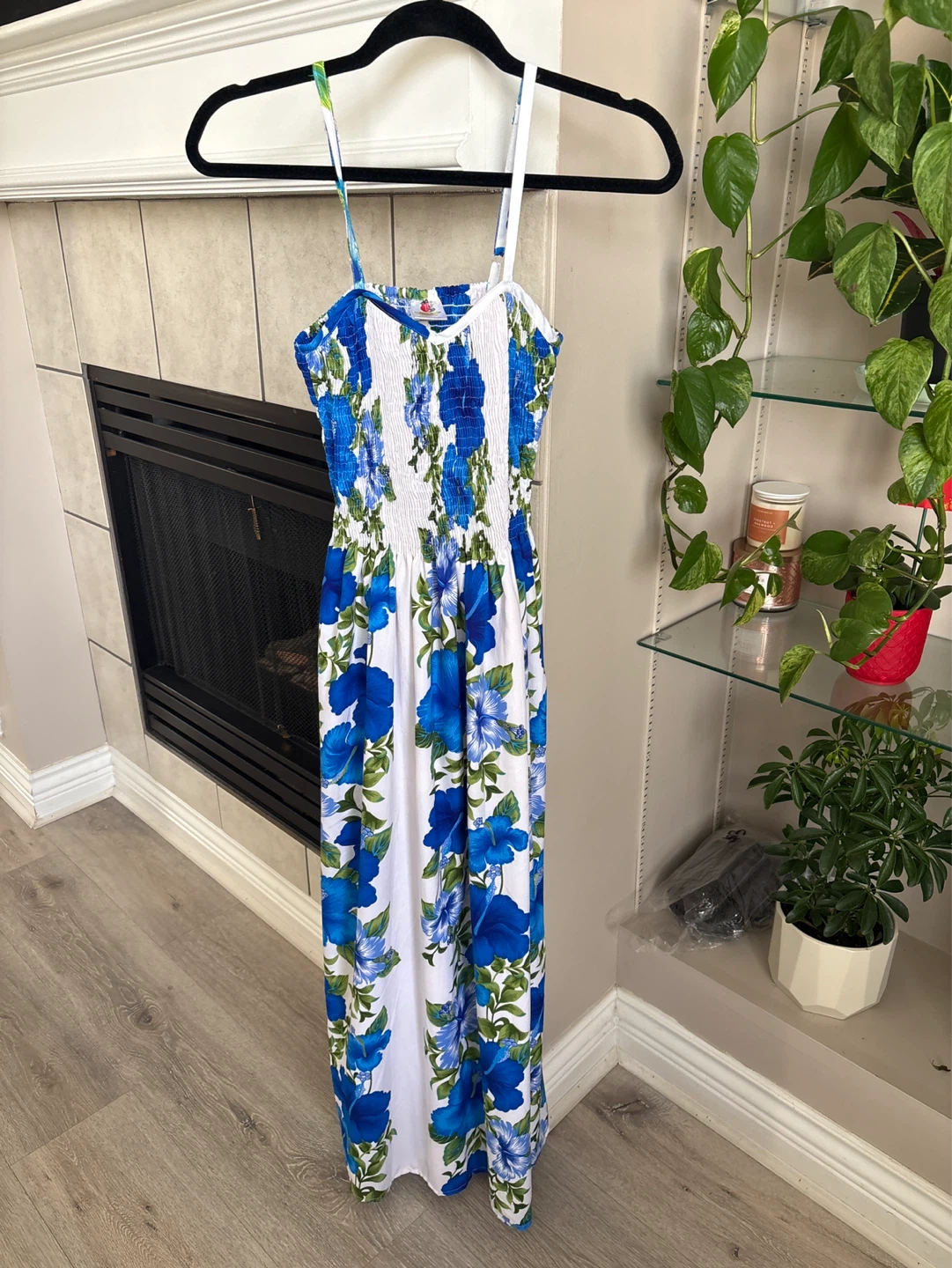 Rima Maxi Dress - White Blue Floral - One Size Fits All