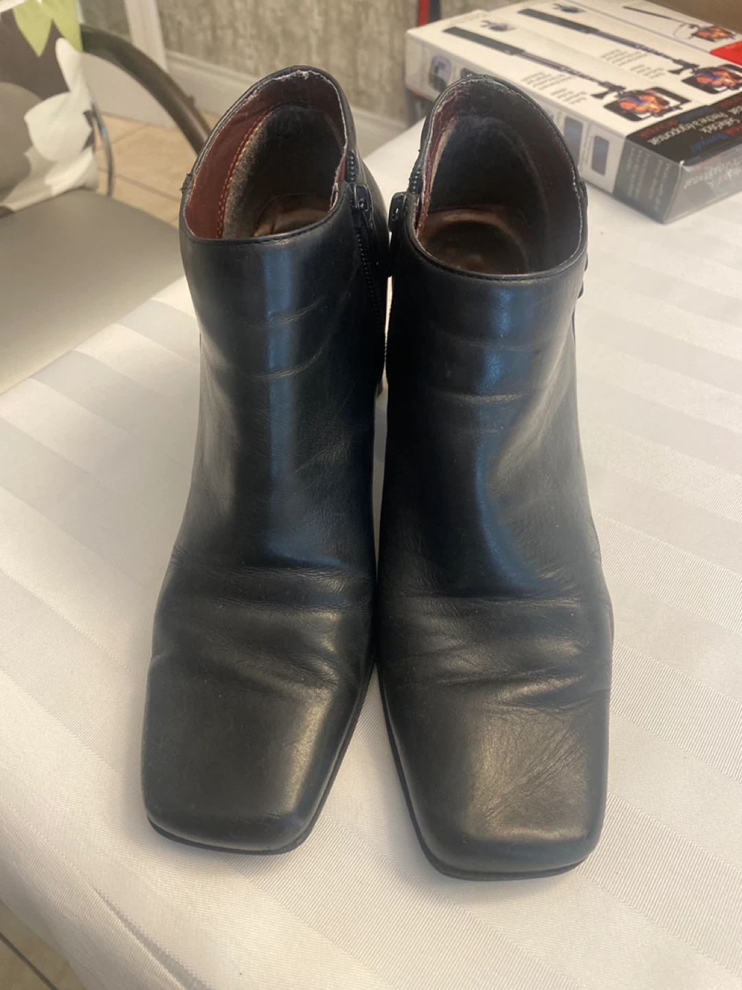Black Leather Bandolino Ankle Boots