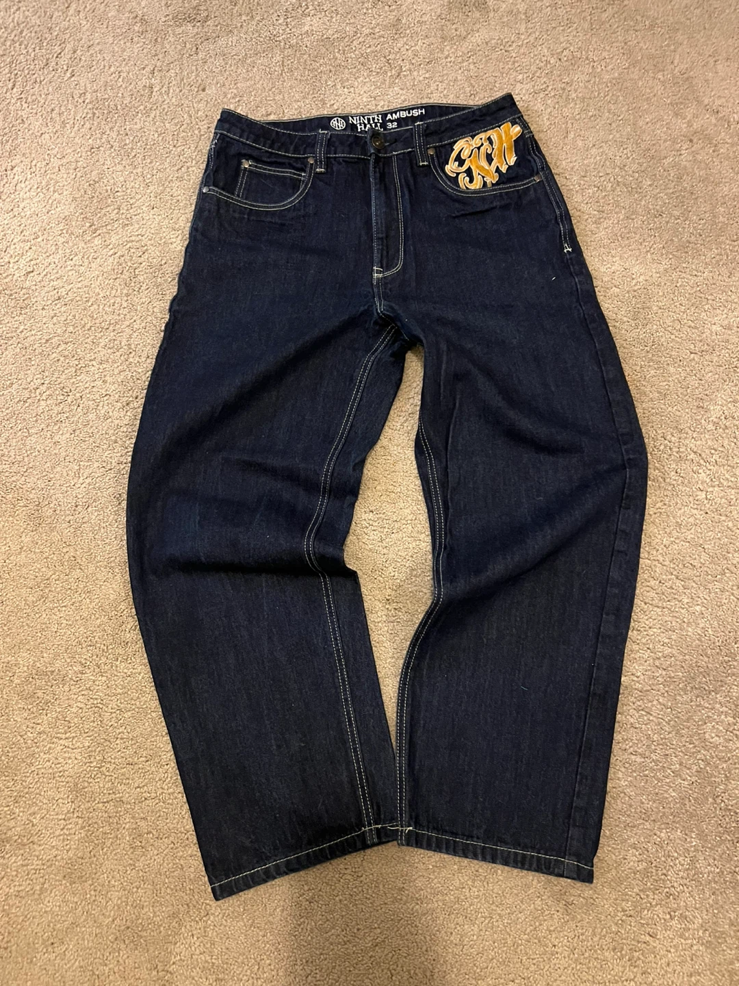 Ninth Ambush Hall Embroidered Baggy Jeans Size 32