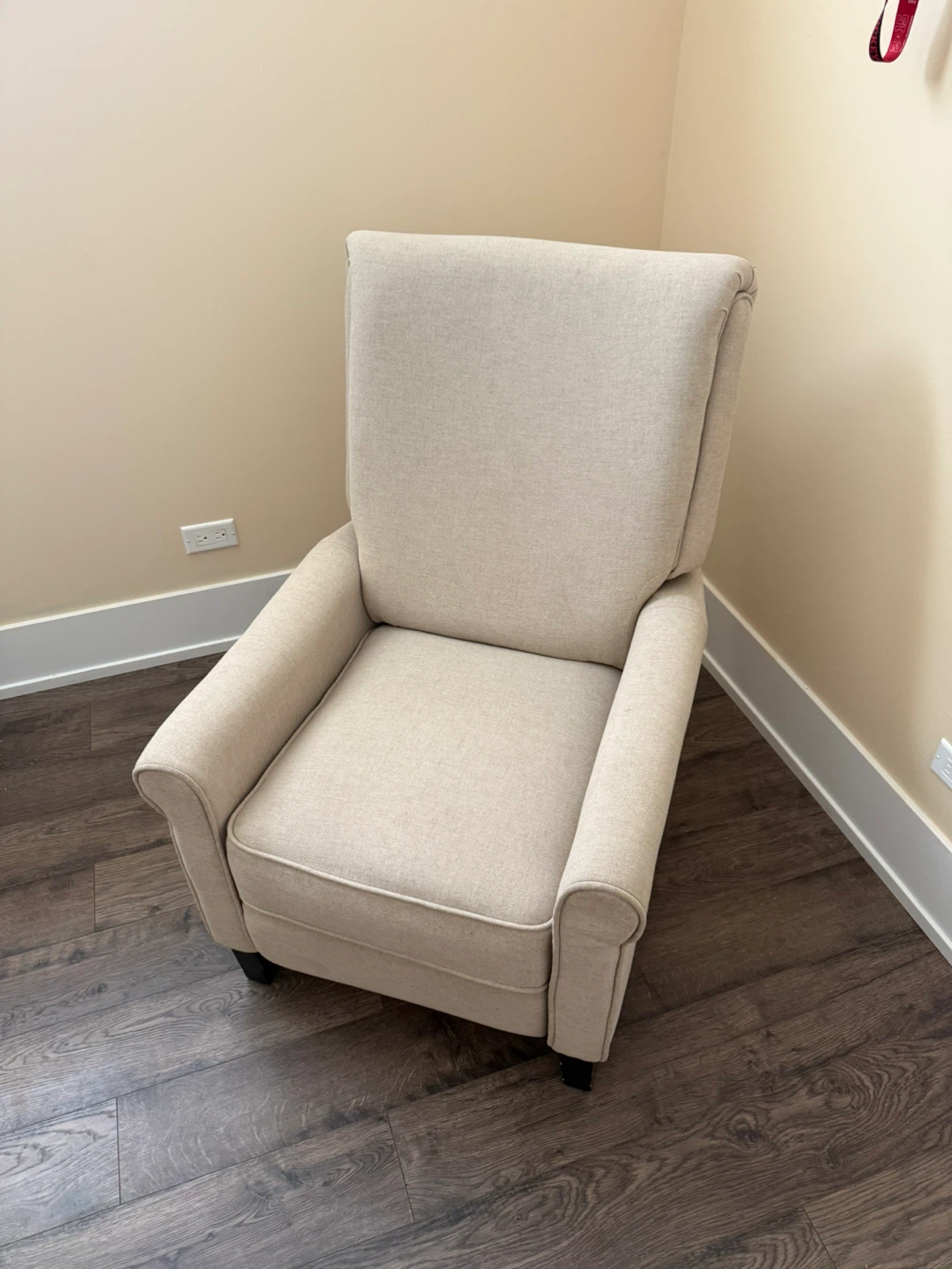 Beige Upholstered Recliner Chair