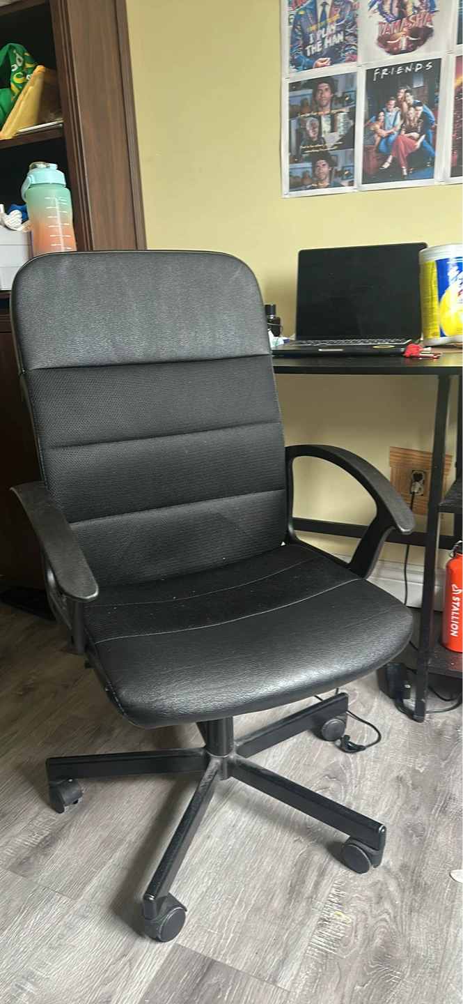Black Table + Office Chair with Wheels - photo 3