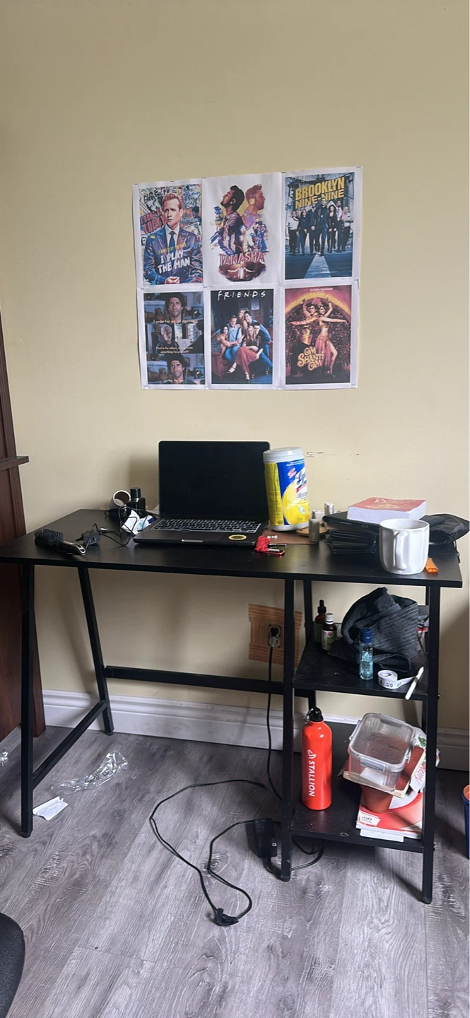 Black Table + Office Chair with Wheels - photo 2