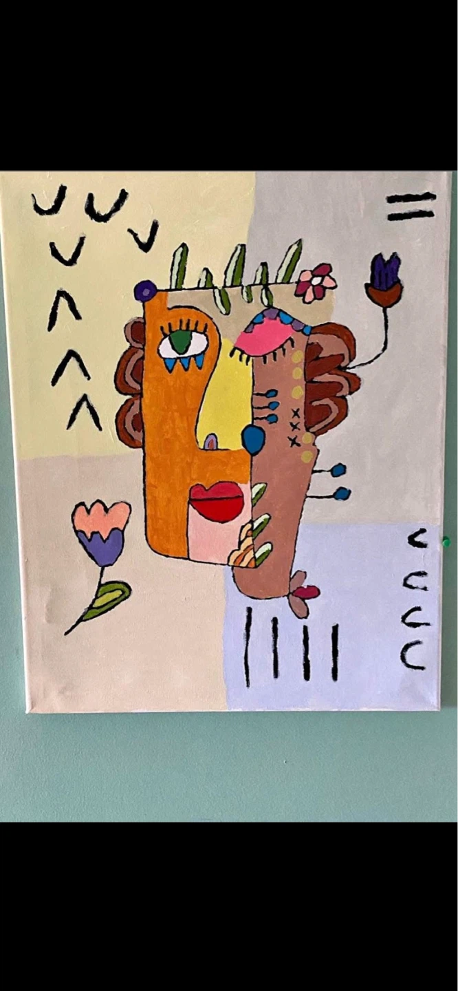 Abstract Face Canvas Painting