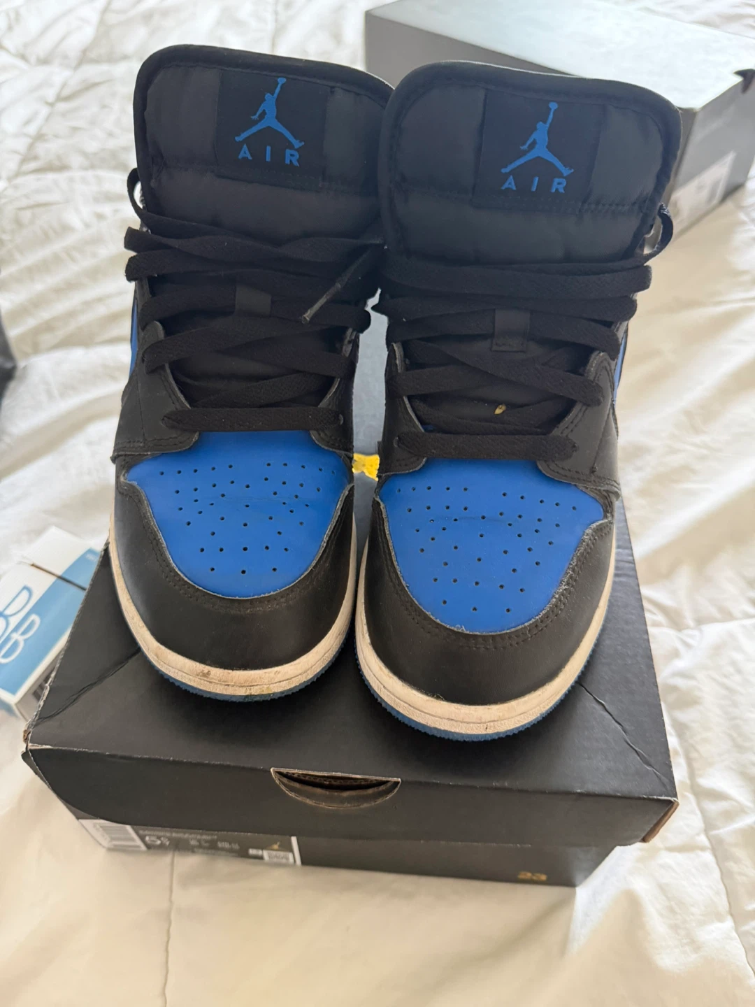 Air Jordan 1 Mid (GS) - Black/Royal Blue - Size 5.5Y