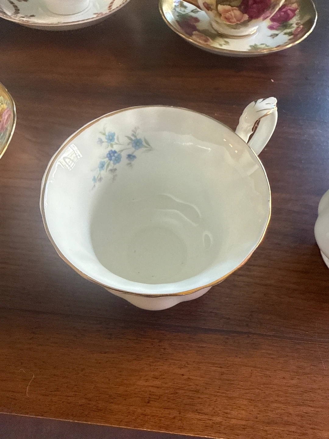 White Creamer Pitcher with Blue Floral Design