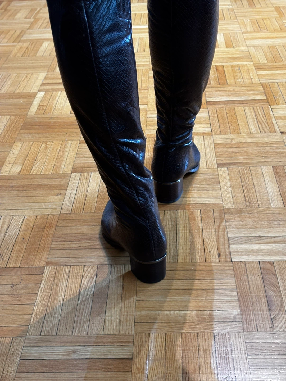SOLO SONG Brown Snake Print Knee-High Boots - photo 4