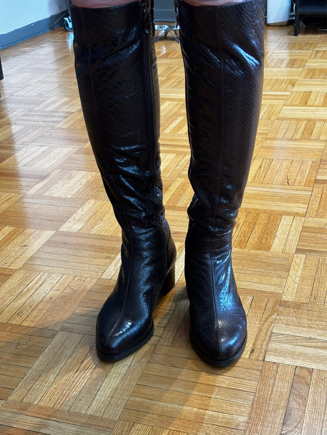 SOLO SONG Brown Snake Print Knee-High Boots - photo 3