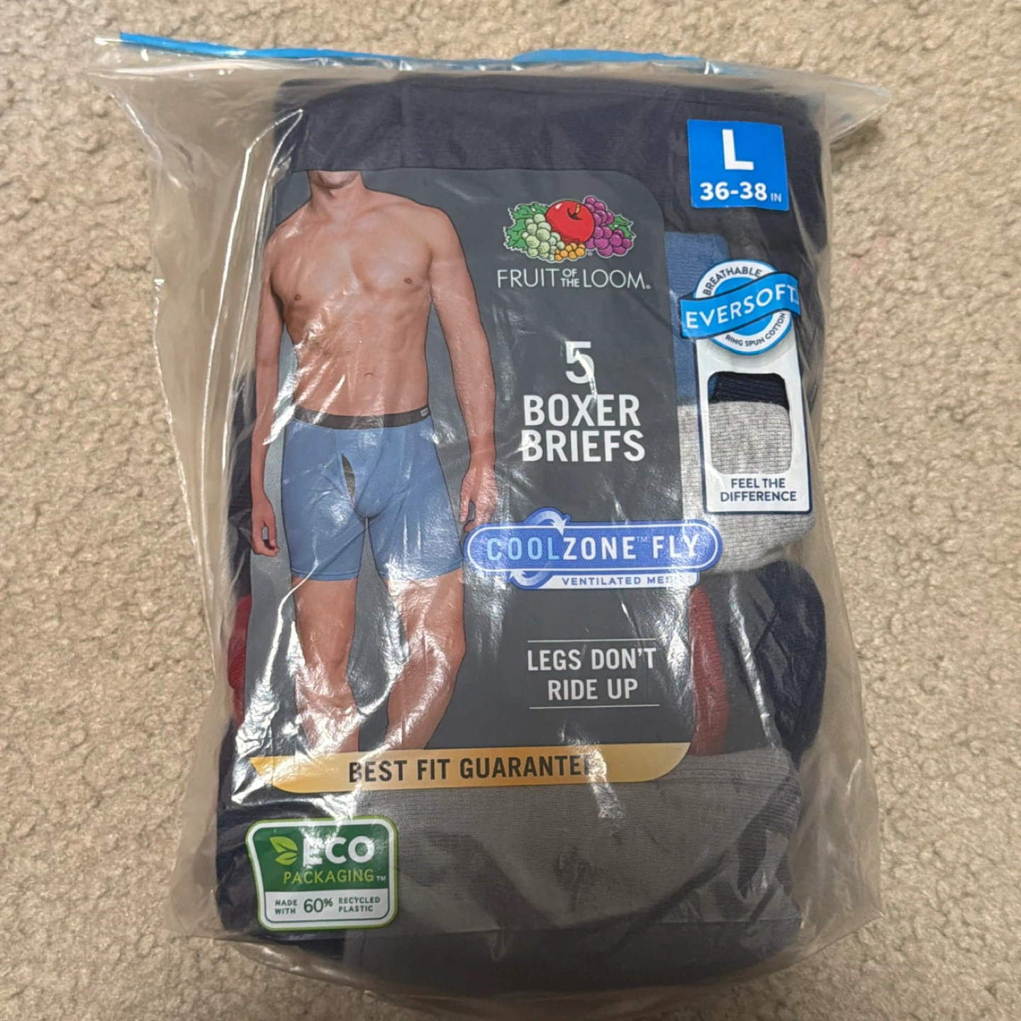 Fruit of the Loom Men's Boxer Briefs - Large (5 Pack)