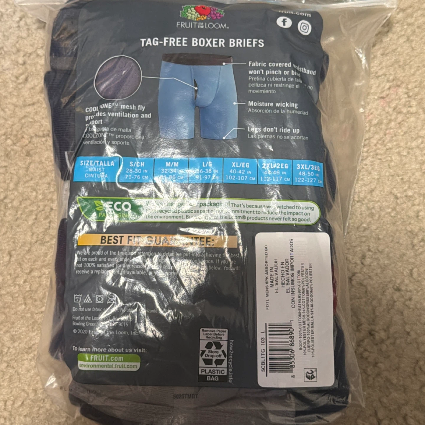 Fruit of the Loom Men's Boxer Briefs - Large (5 Pack) - photo 3