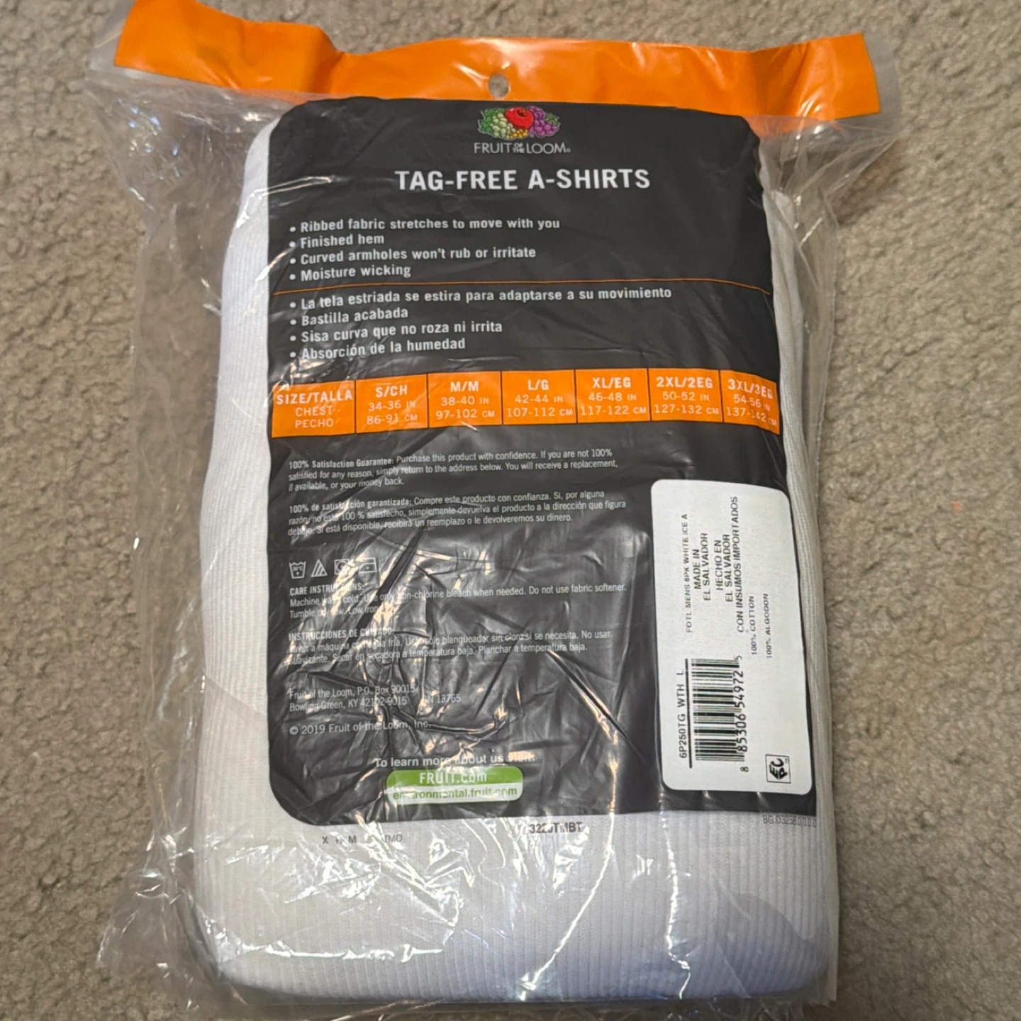 Fruit of the Loom 6 Pack Tag-Free White A-Shirts - photo 3