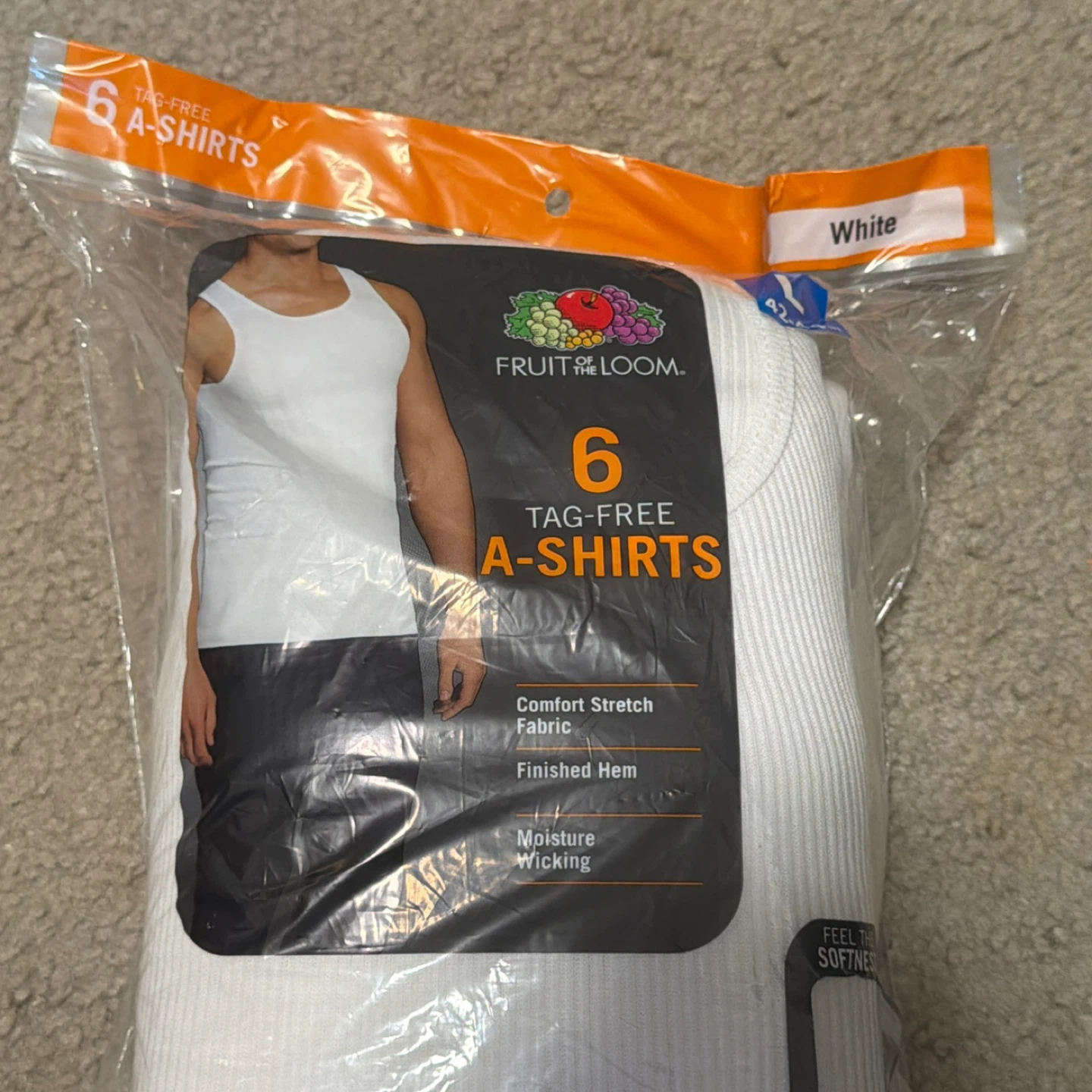Fruit of the Loom 6 Pack Tag-Free White A-Shirts - photo 2