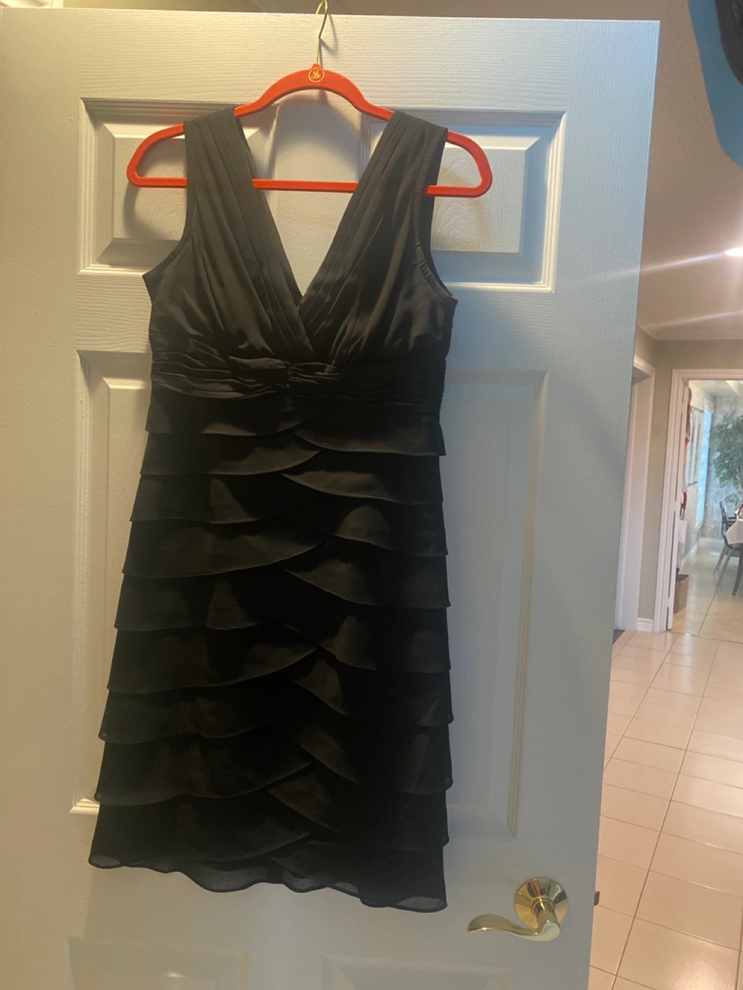 Jessica Black Tiered V-Neck Dress - Size 6