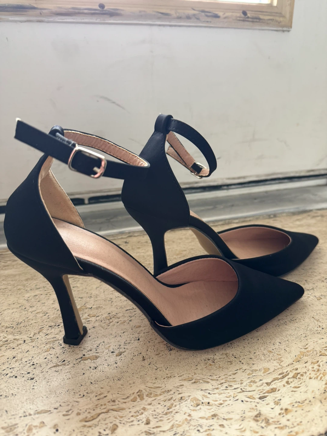 Black High Heel Ankle Strap Pumps - photo 2