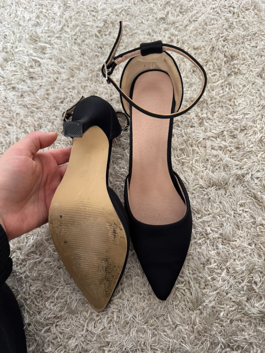 Black High Heel Ankle Strap Pumps - photo 4