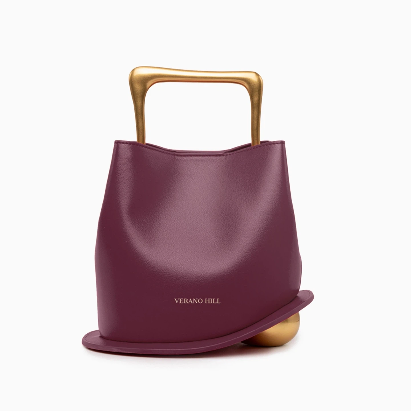 Verano Hill Burgundy Bucket Bag Gold Handle Crossbody NEW