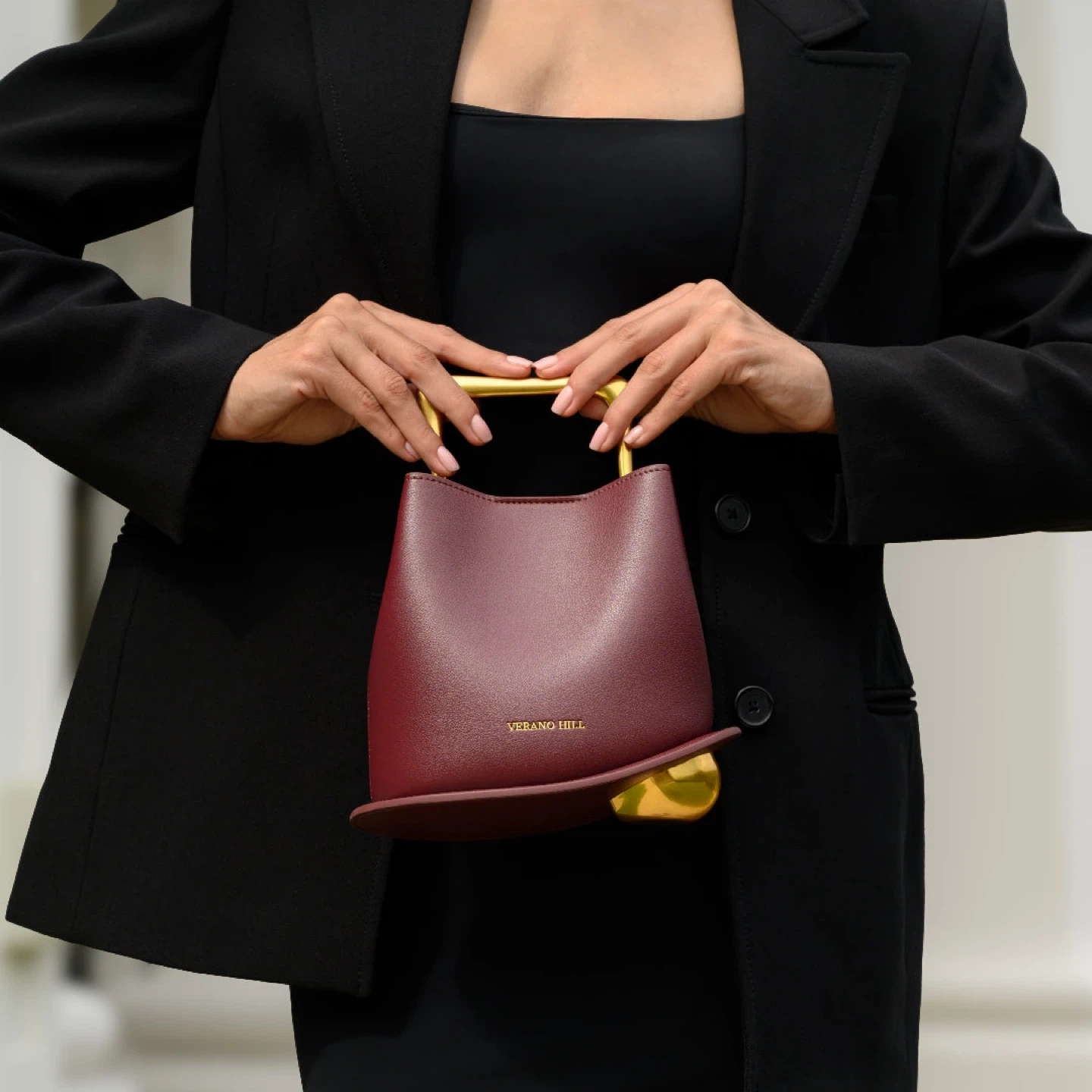 Verano Hill Burgundy Bucket Bag Gold Handle Crossbody NEW - photo 2