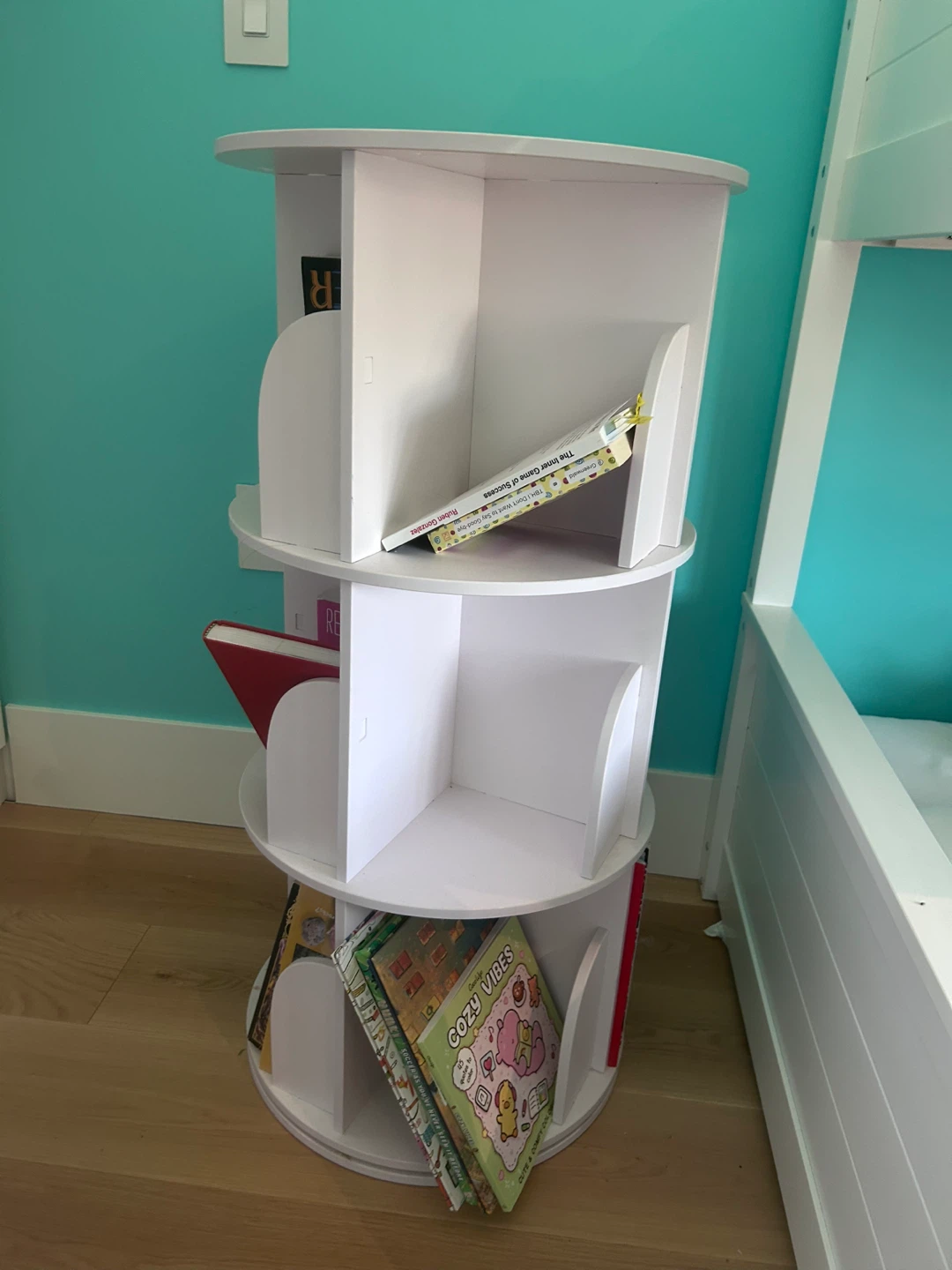 4 Tier White Rotating Bookshelf - photo 2