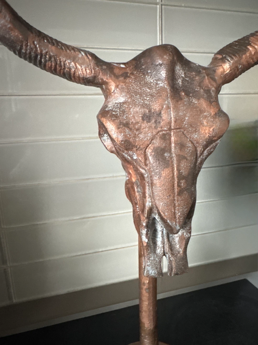 Decorative Bull Skull Statue - Copper Finish (38cm) - photo 2