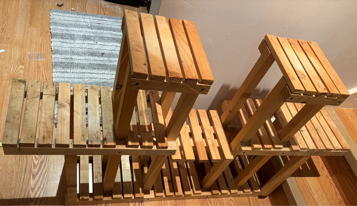 Wooden Tiered Plant Stand 4 L x 2.5 H