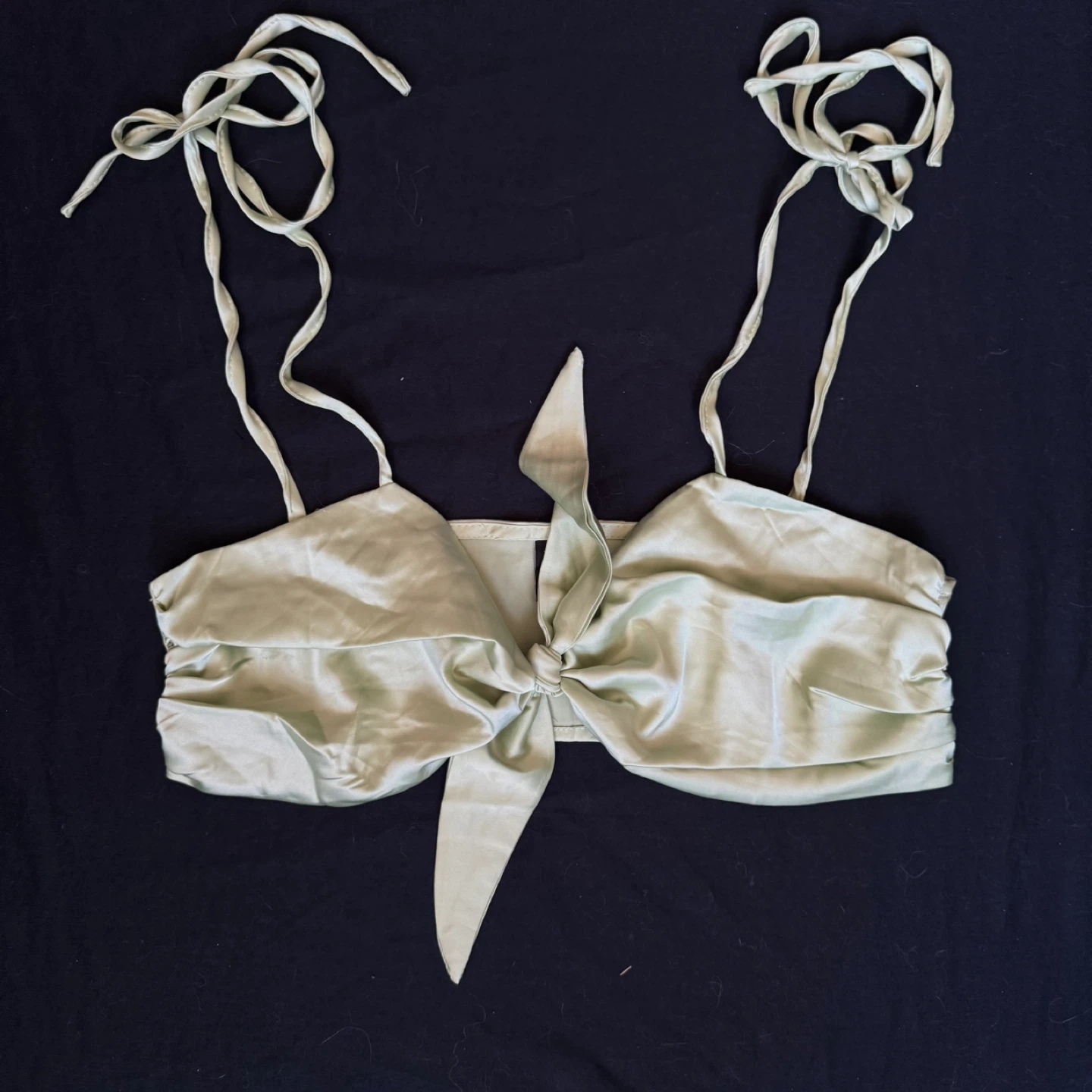 Satin Tie Front Crop Top - photo 2