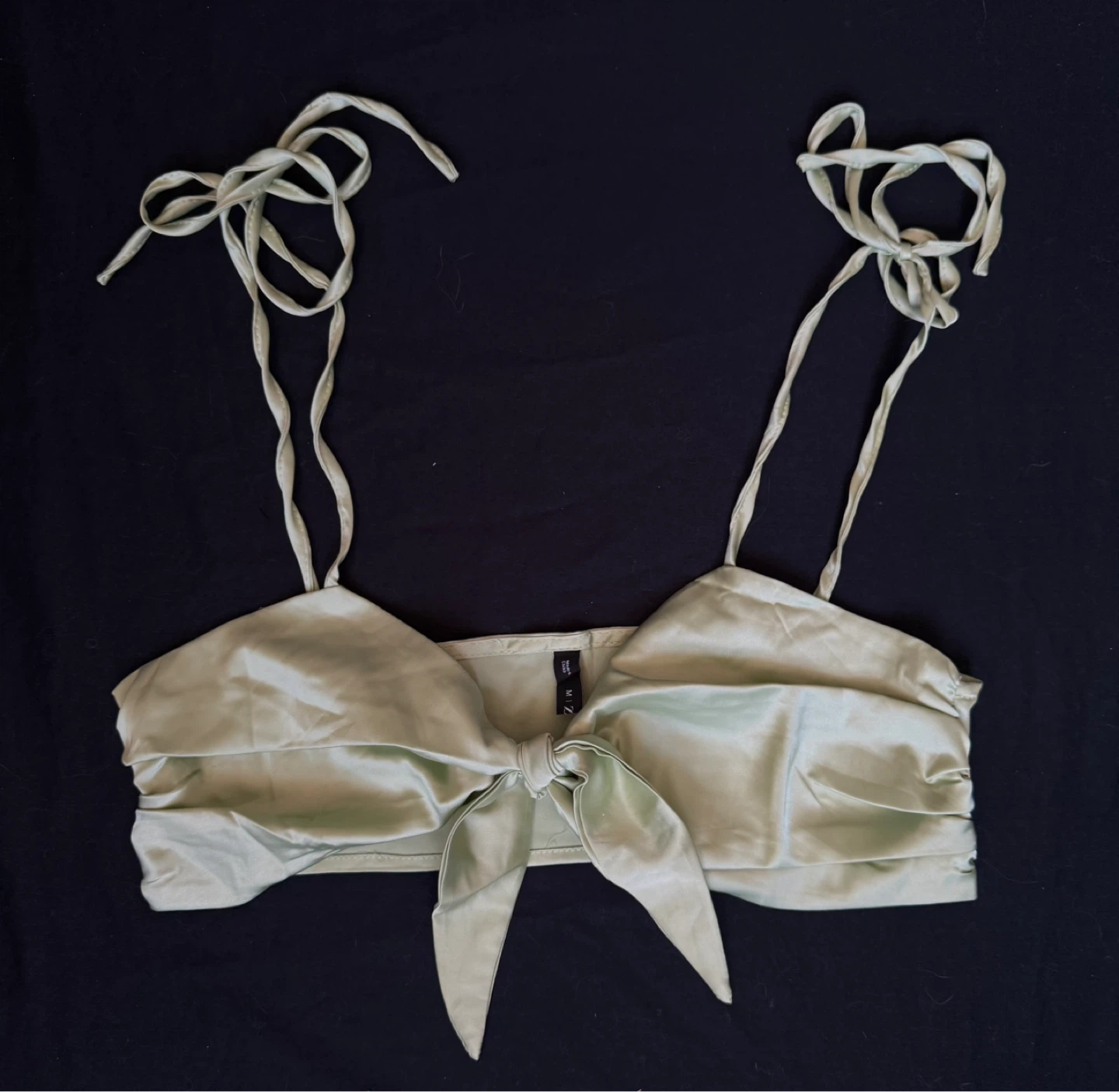 Satin Tie Front Crop Top