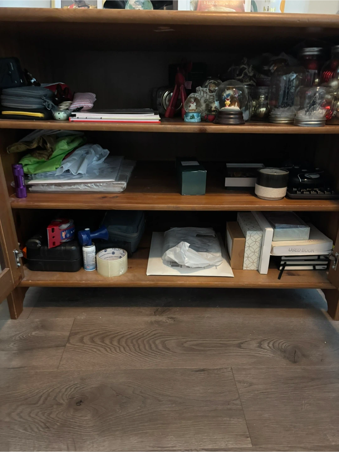 Wooden Media Console with Glass Doors - photo 2