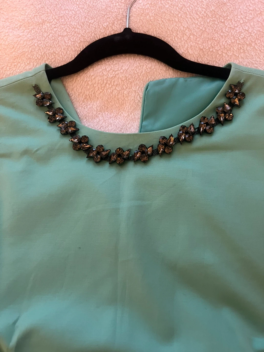 Zara Basic Mint Green Embellished Neckline Dress - Size M - photo 2