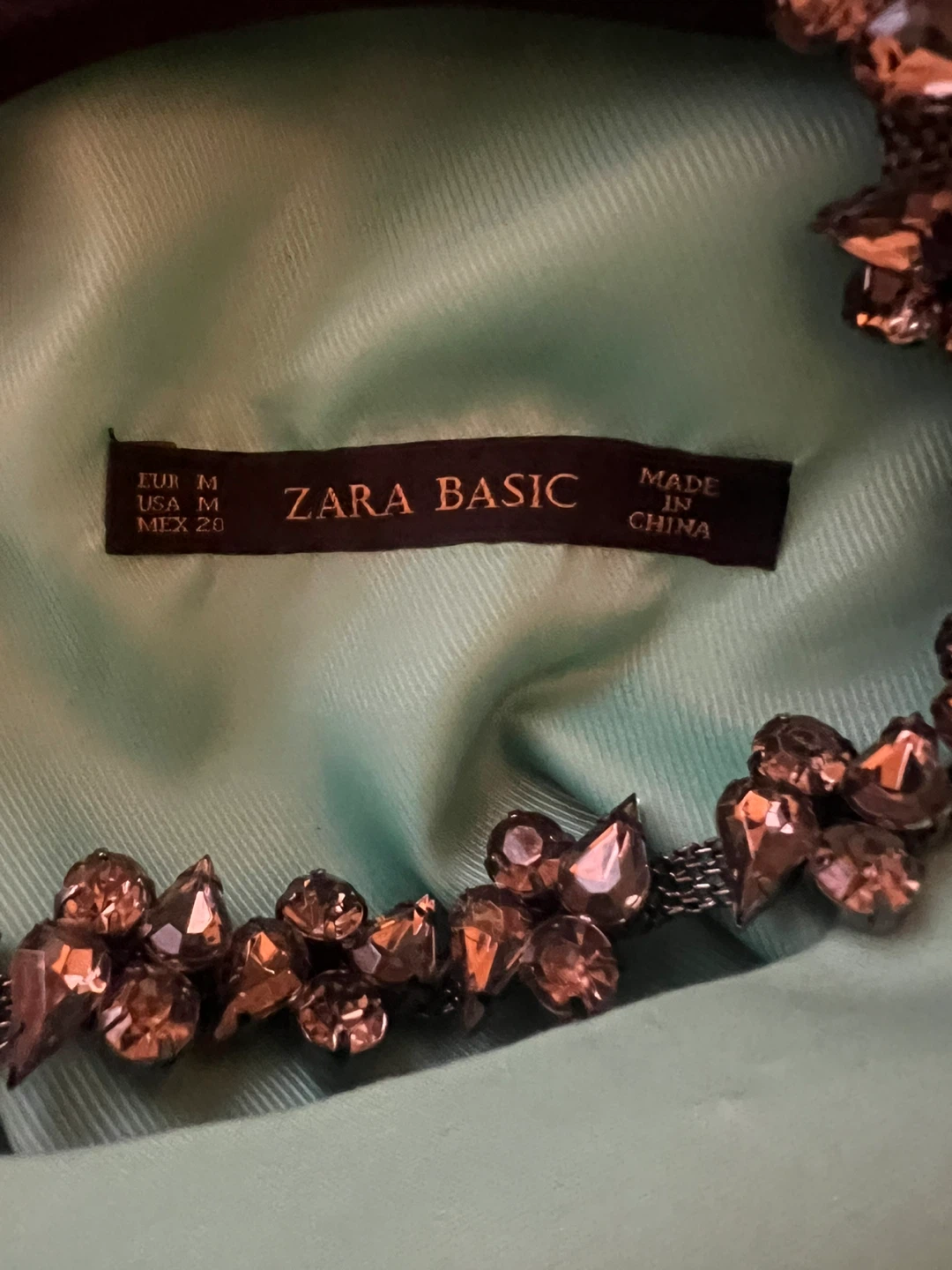 Zara Basic Mint Green Embellished Neckline Dress - Size M - photo 4