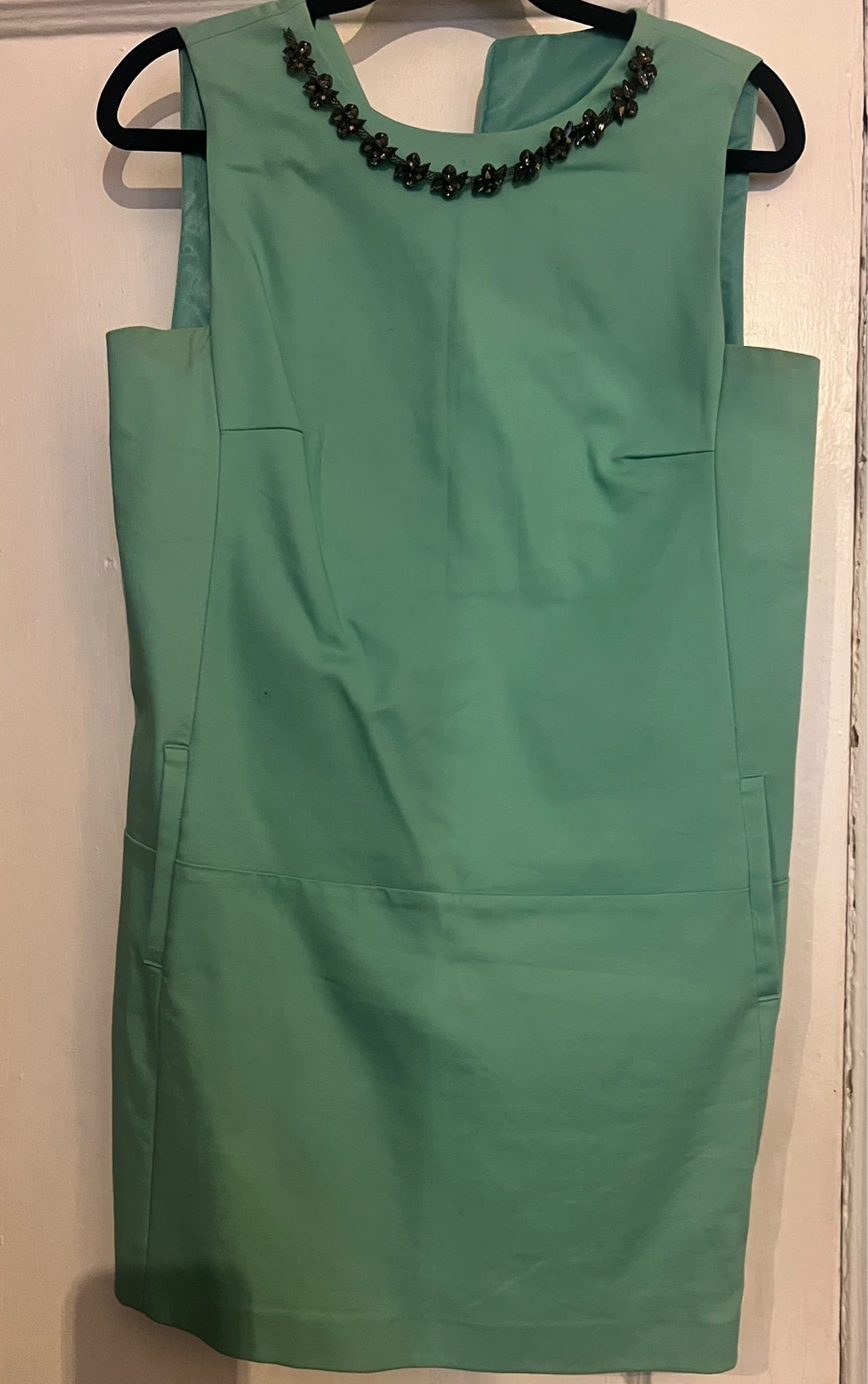 Zara Basic Mint Green Embellished Neckline Dress - Size M