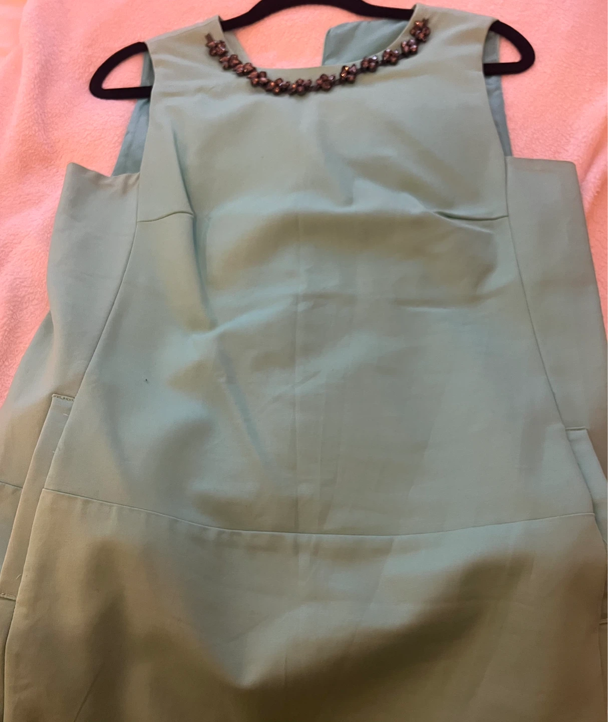 Zara Basic Mint Green Embellished Neckline Dress - Size M - photo 3