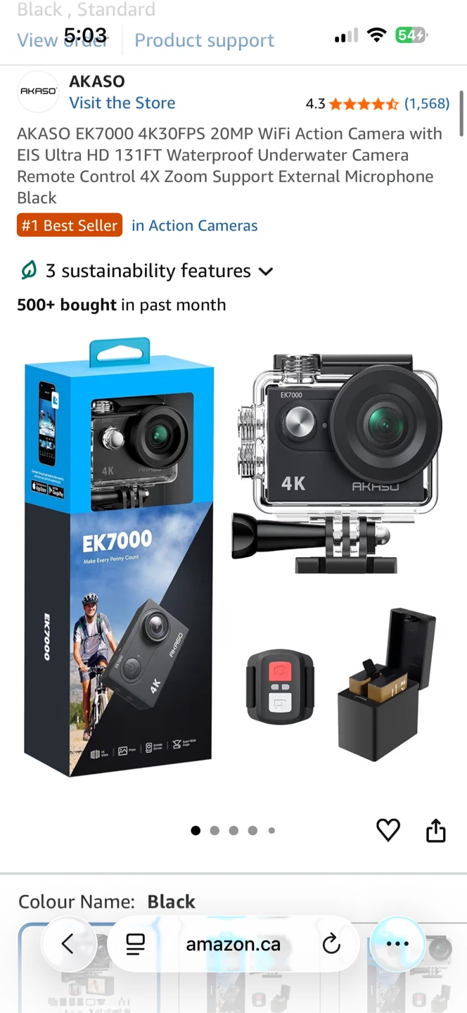 AKASO EK7000 4K 30FPS WiFi Action Camera Black