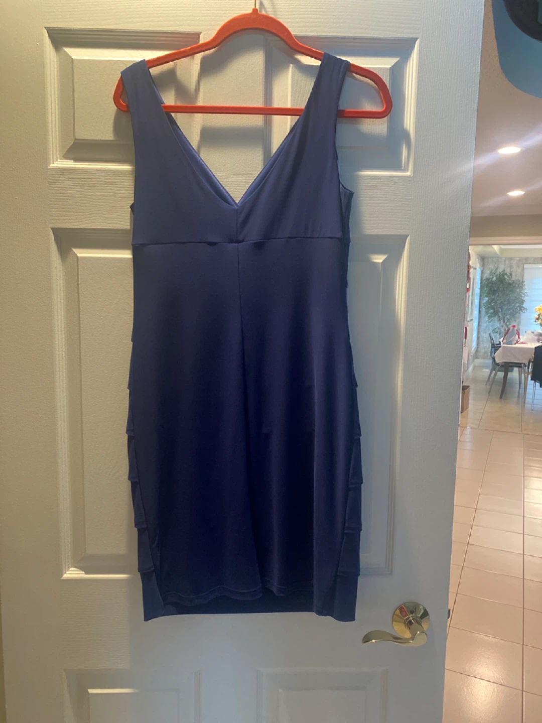 Jessica Navy Blue Tiered Sheath Dress Size 6 - photo 2