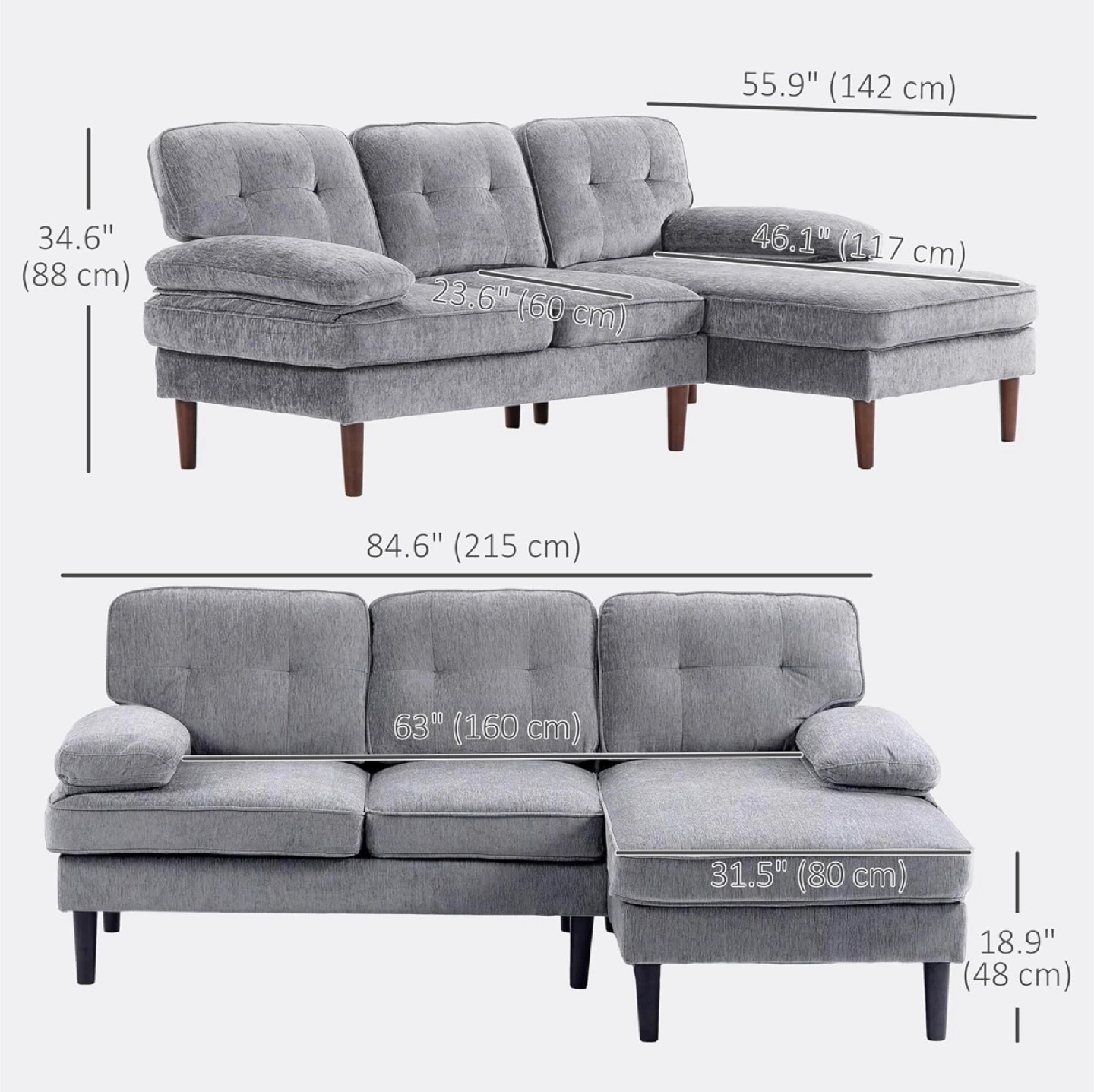 Grey Sectional Sofa - photo 4