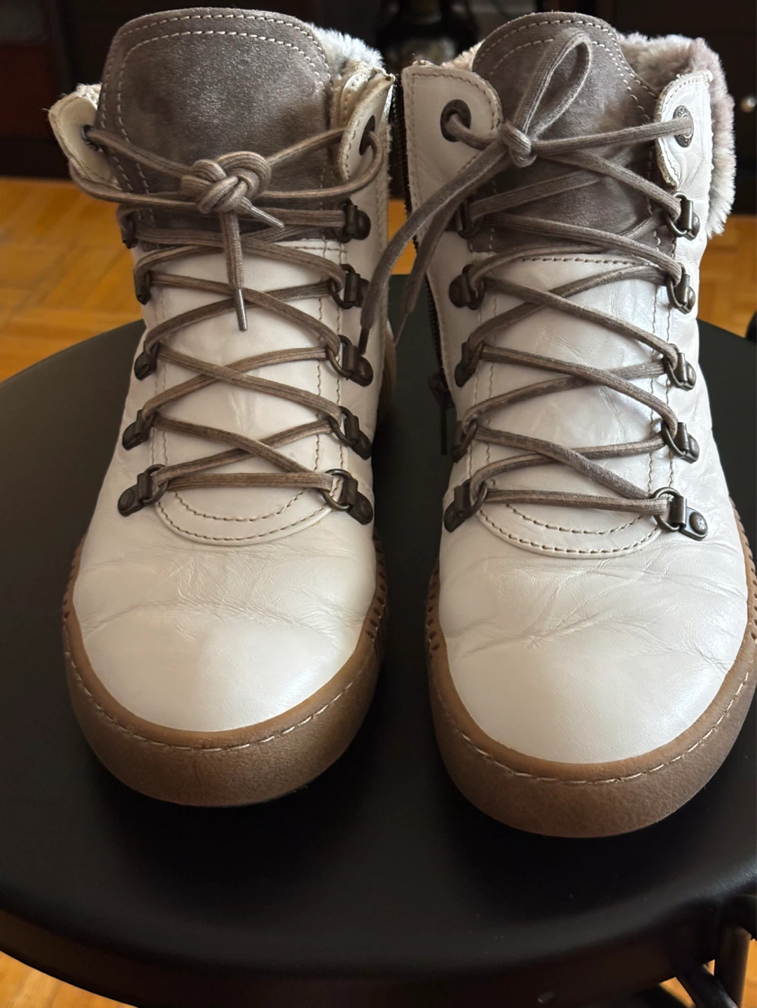 Josef Seibel White Fur Lined Winter Boots Size 38