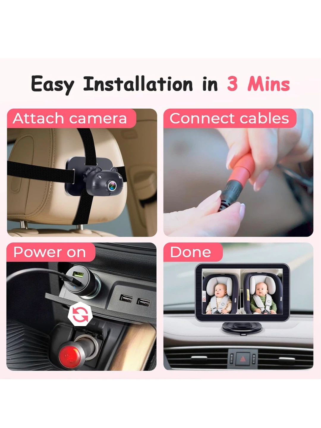 Baby Car Camera - 7" Split Screen Dual Backseat Cameras BF2 - photo 5