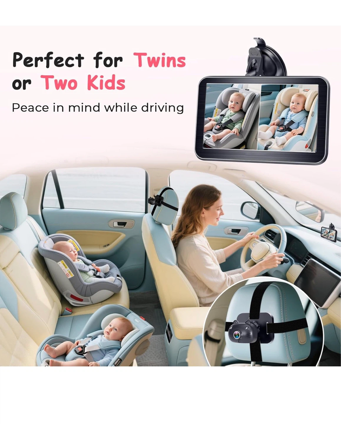 Baby Car Camera - 7" Split Screen Dual Backseat Cameras BF2 - photo 2