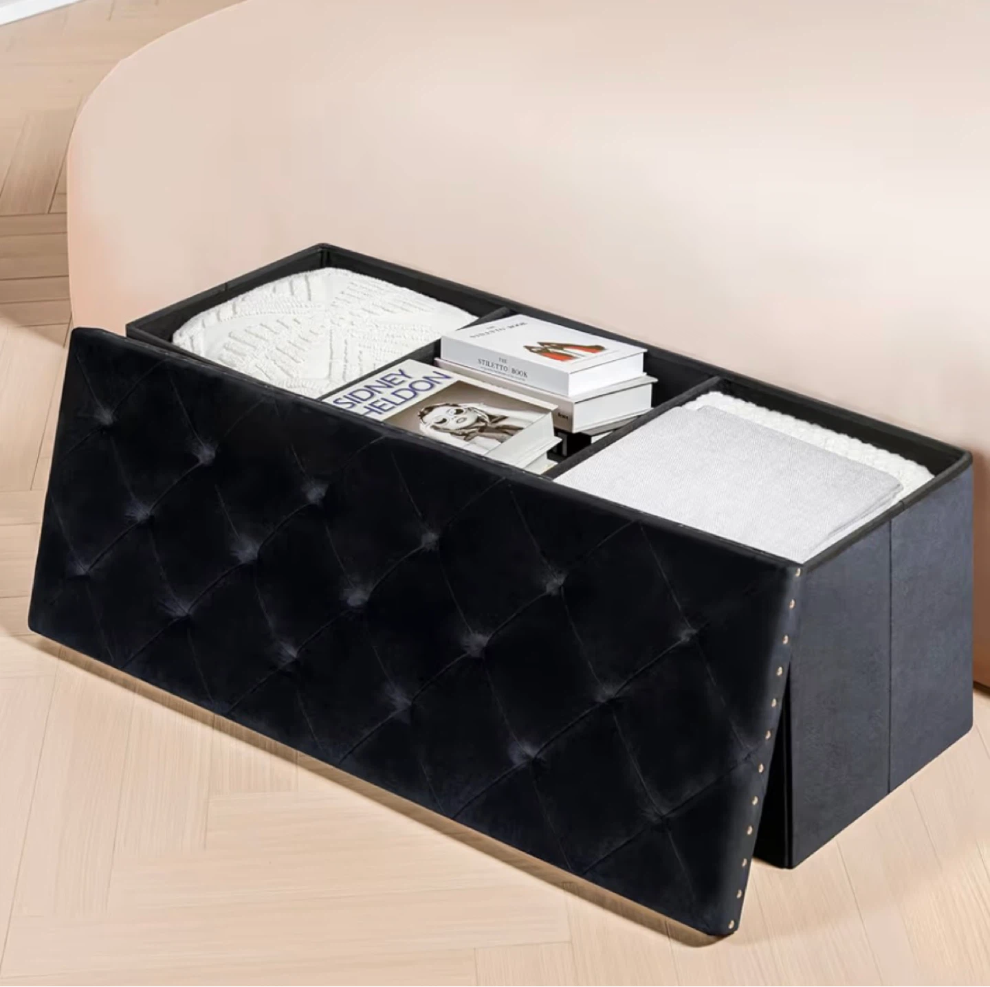 Black Tufted Storage Bench/ Ottoman - photo 2