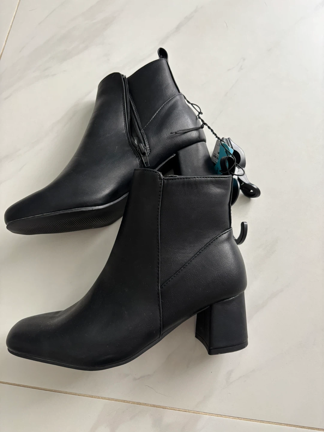Black Heeled Ankle Boots - Size 7
