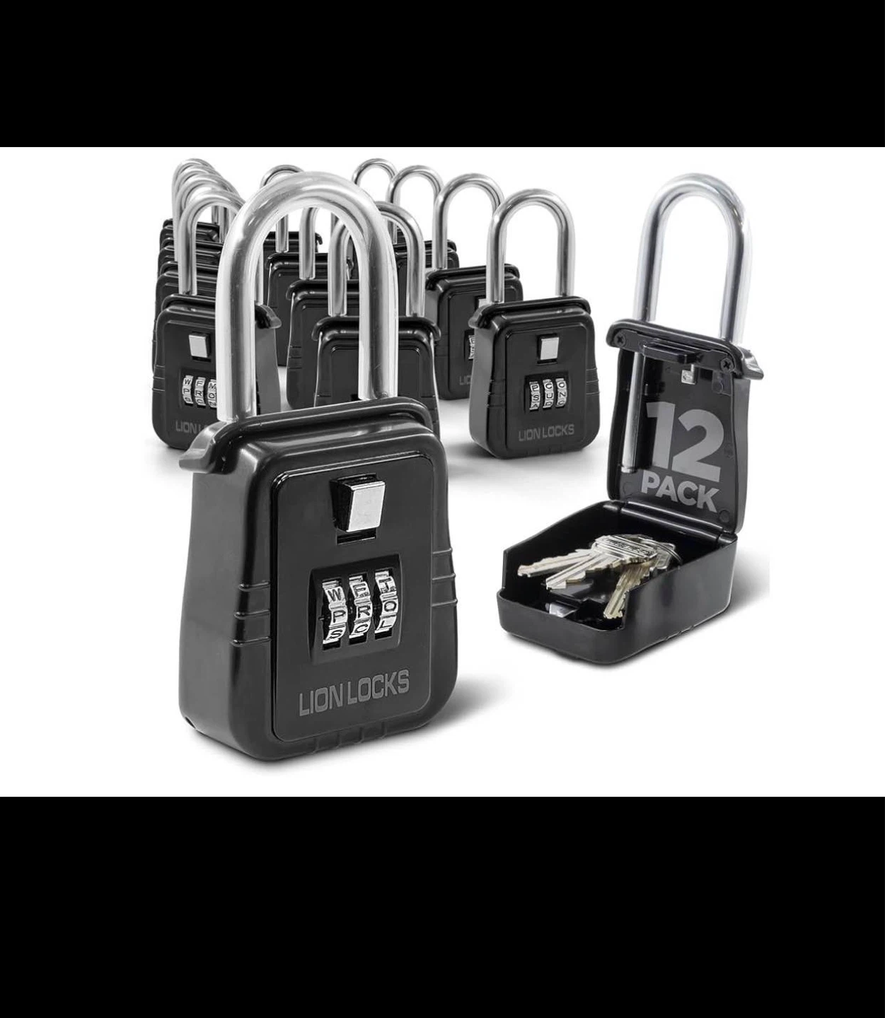 Lion Locks 12-Pack Black Combination Key Safe Box
