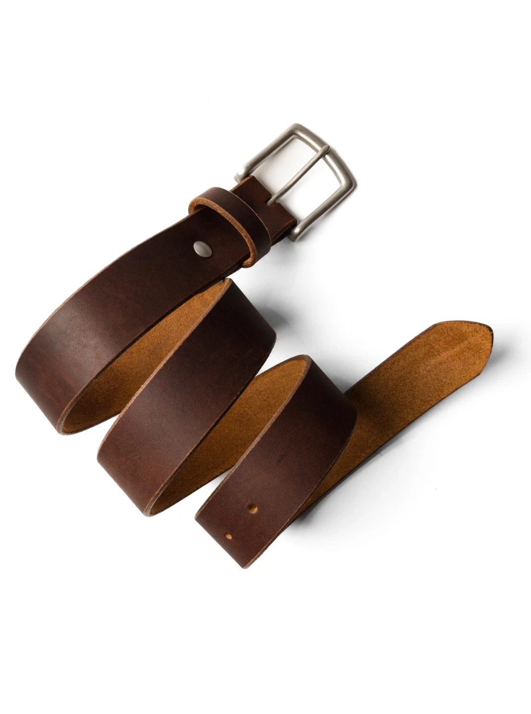 Popov Leather Belt - Full Grain Leather, 1.5" Strap Width, Brown
