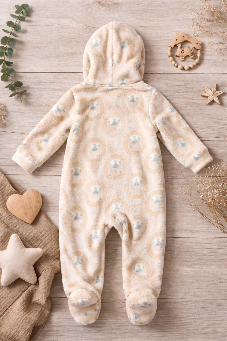 Baby Fleece Hooded Snowsuit Lion Print - photo 2