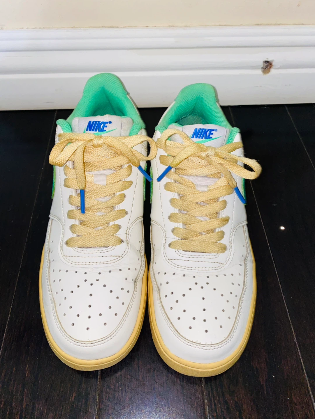 Nike Men's Court Vision Low Sneakers White Green Yellow Size 9 - photo 3