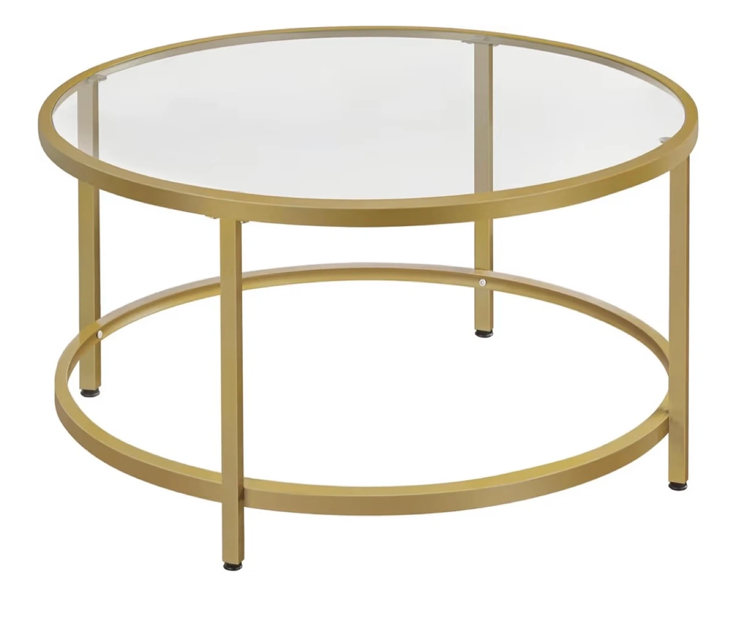 Round Glass Coffee Table with Gold Metal Frame - photo 2