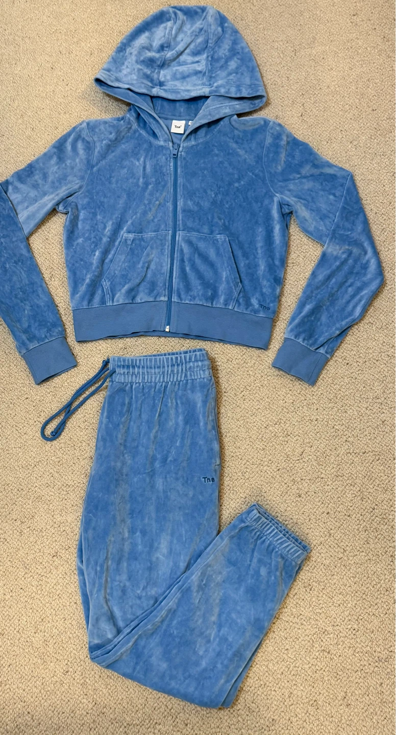 Tna Velour Hoodie and Jogger Set - Blue - Medium - photo 2