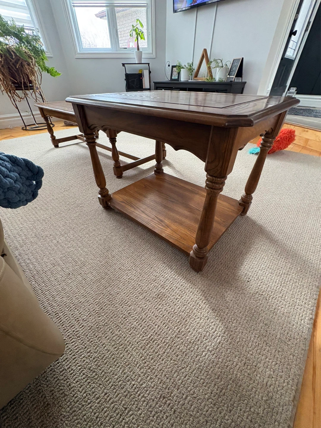 Coffee table with 2 Wooden End Tables with Shelf - photo 4